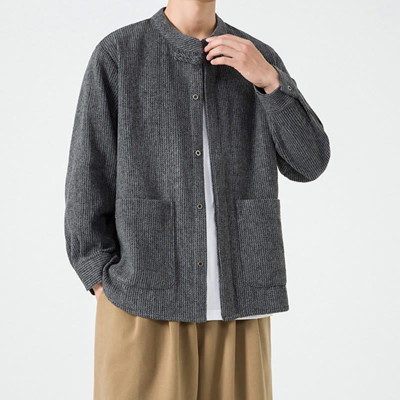 Buddha Stones無地 フロッグボタン 長袖 メンズ コットン コーデュロイ ジャケット ポケット付き - image 18