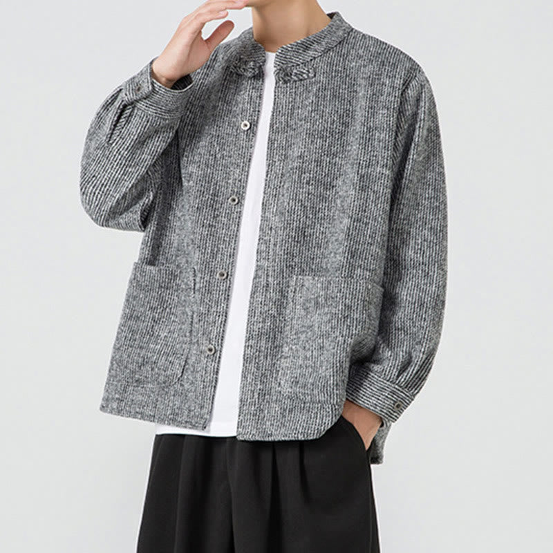 Buddha Stones無地 フロッグボタン 長袖 メンズ コットン コーデュロイ ジャケット ポケット付き - image 27