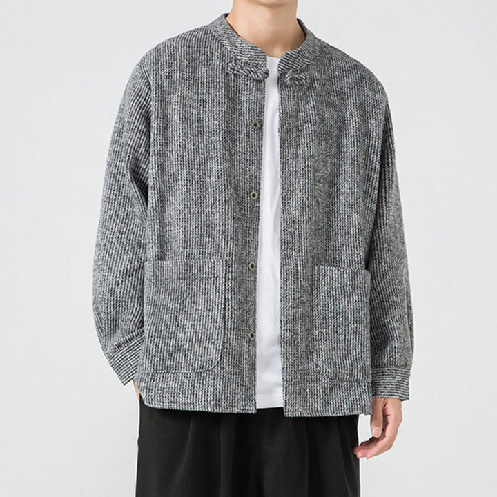 Buddha Stones無地 フロッグボタン 長袖 メンズ コットン コーデュロイ ジャケット ポケット付き - image 30