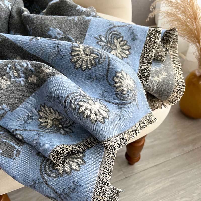 Buddha Stonesの厚みのある冬用ペイズリー花つる柄ソフトスカーフショール - image 8