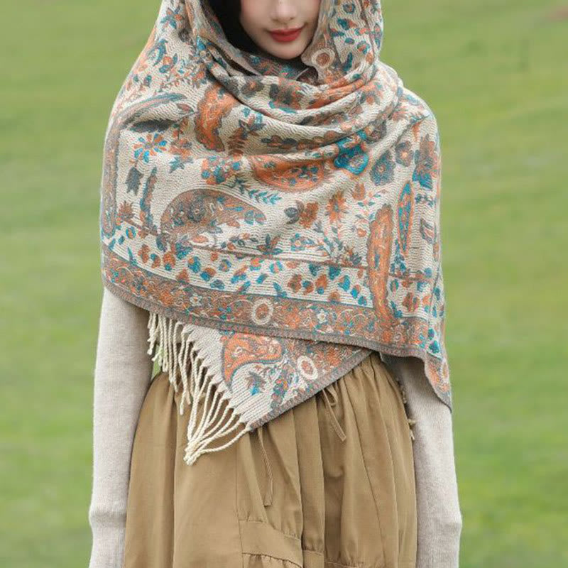 Buddha Stonesエスニック刺繍ペイズリー花柄タッセルソフトスカーフショール - image 11