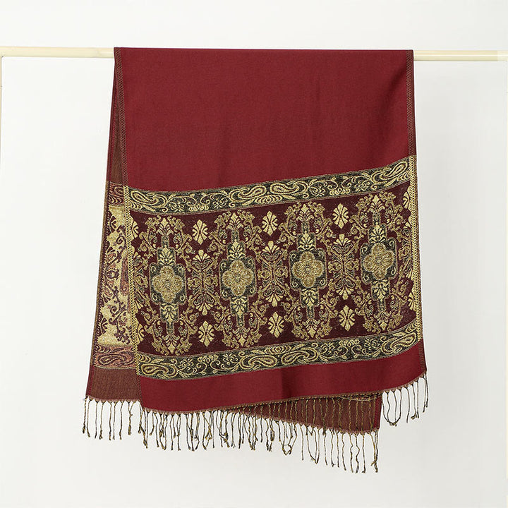 Buddha Stones春 ゴールデン カシューナッツ フラワー 幾何学模様 タッセル 心地よいスカーフ ショール - image 7