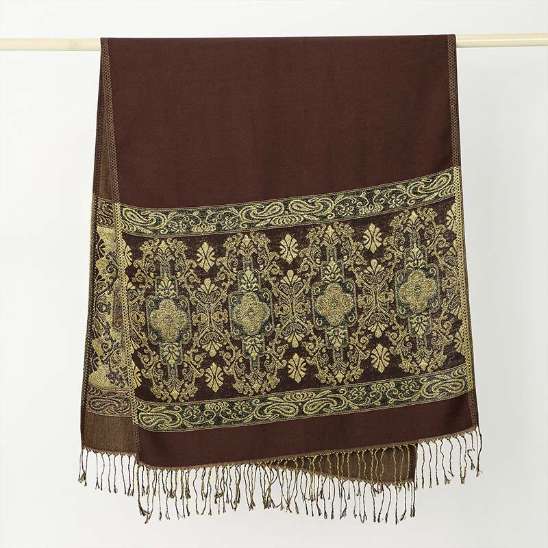 Buddha Stones春 ゴールデン カシューナッツ フラワー 幾何学模様 タッセル 心地よいスカーフ ショール - image 2