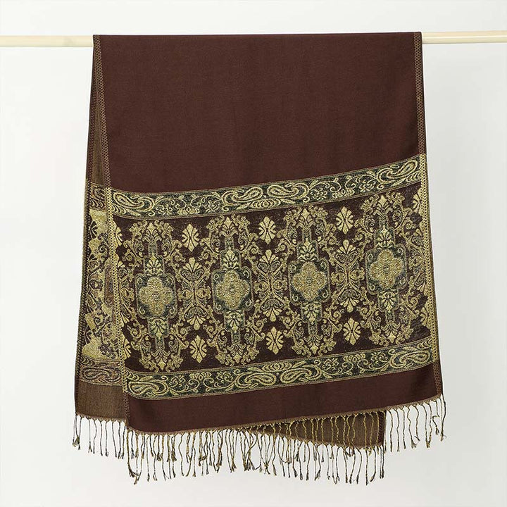 Buddha Stones春 ゴールデン カシューナッツ フラワー 幾何学模様 タッセル 心地よいスカーフ ショール - image 2