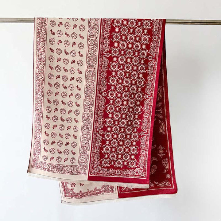 Buddha Stonesエスニック ペイズリー 幾何学 パッチワーク パターン タッセル ソフト サーマル 厚手 スカーフ ショール - image 1