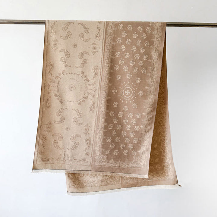 Buddha Stonesエスニック ペイズリー 幾何学 パッチワーク パターン タッセル ソフト サーマル 厚手 スカーフ ショール - バーリーウッド - 186×66cm - image 14