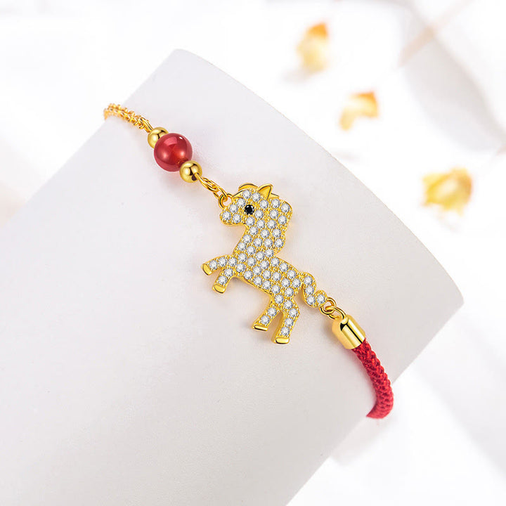 Buddha Stones925スターリングシルバーメッキ 18Kゴールド 馬年赤紐強さブレスレット - image 6