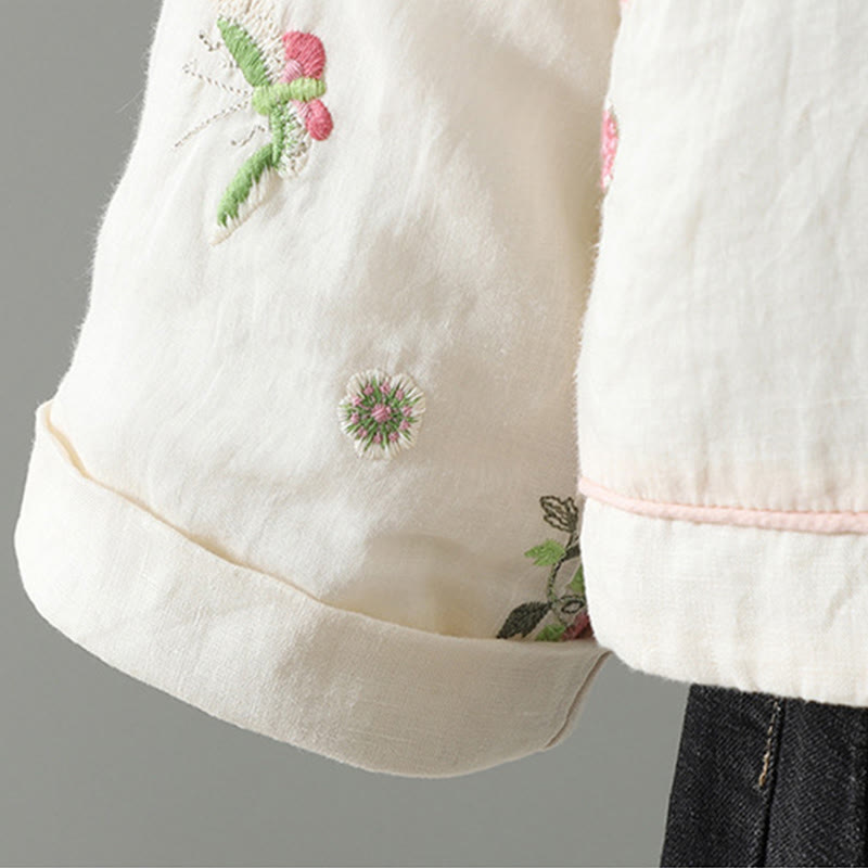 Buddha Stonesの花刺繍レディース長袖コットンパッド入りジャケット(ポケット付き) - image 9