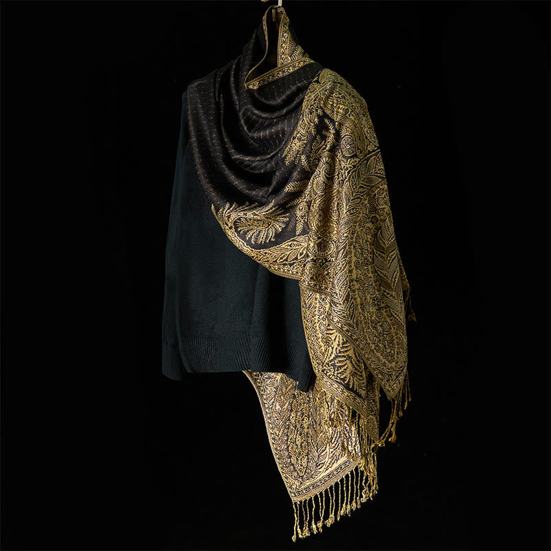 Buddha Stones春 長い葉 花柄 タッセル ソフト スカーフ ショール - image 7