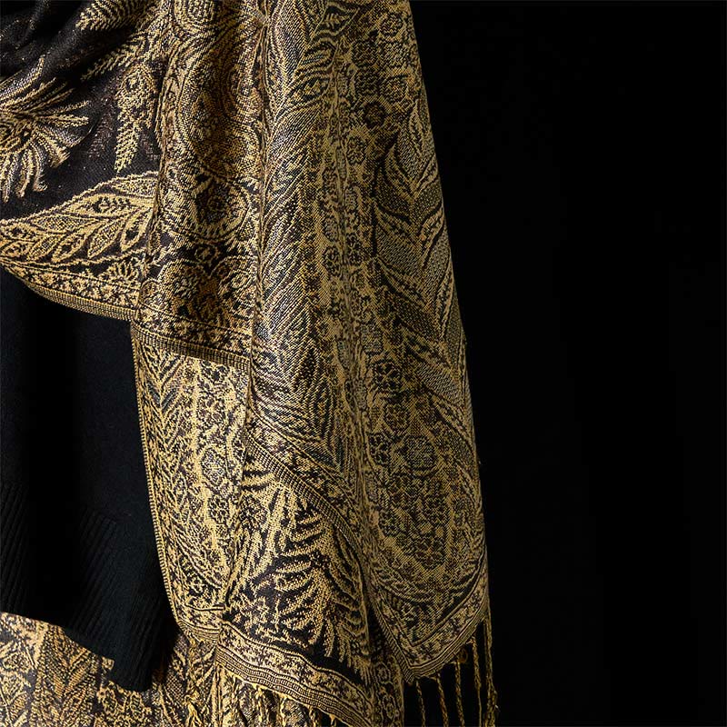 Buddha Stones春 長い葉 花柄 タッセル ソフト スカーフ ショール - image 9