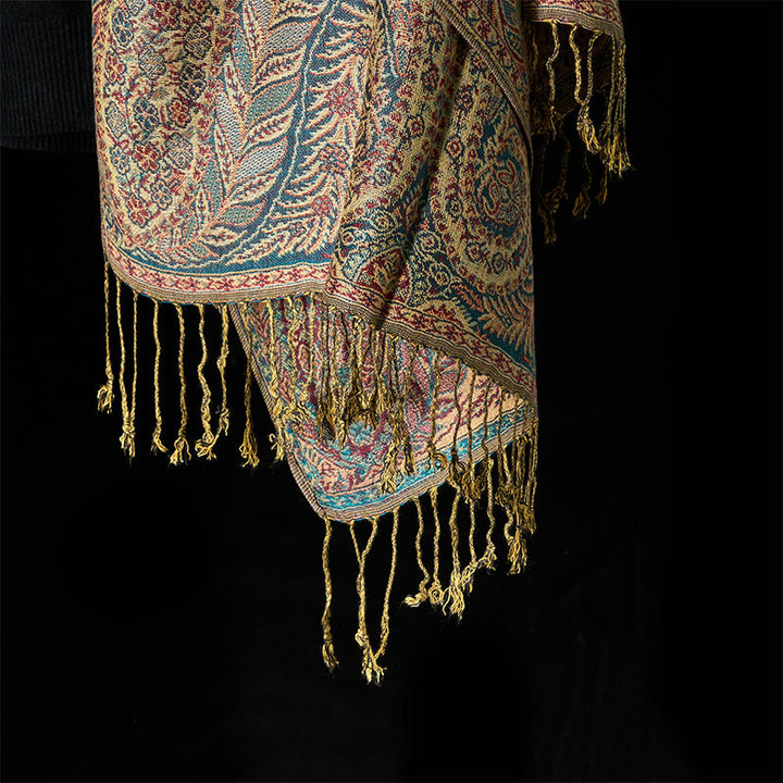 Buddha Stones春 長い葉 花柄 タッセル ソフト スカーフ ショール - image 11