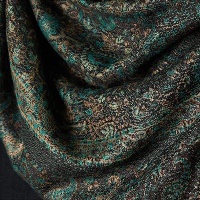 Buddha Stones春 グリーン カシューナッツフラワー 幾何学模様 ストライプ柄 タッセル 心地よいスカーフ ショール - image 4