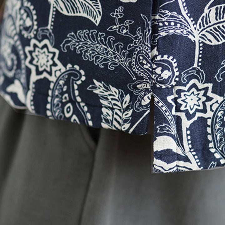 Buddha Stonesのカエルボタンレディースノースリーブコットンベストウエストコートポケット付き - image 7