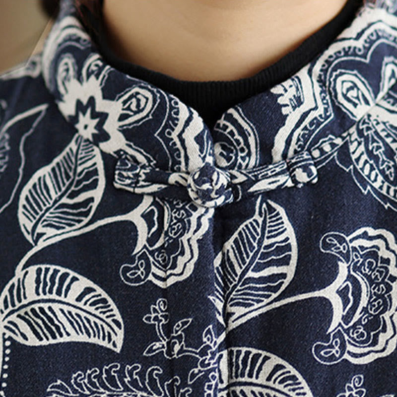 Buddha Stonesのカエルボタンレディースノースリーブコットンベストウエストコートポケット付き - image 6