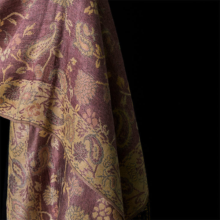 Buddha Stones春 淡い紫 カシューナッツの花 つる模様 タッセル ソフト スカーフ ショール - image 4