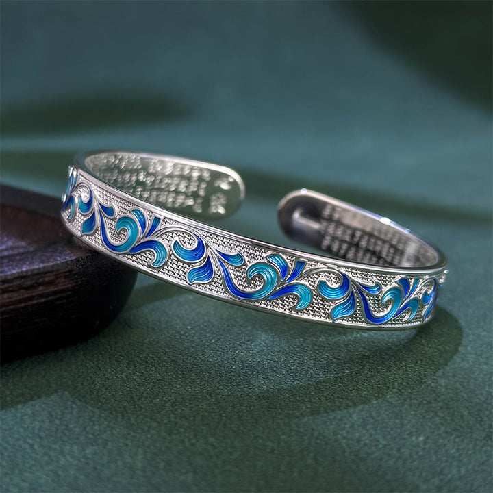 Buddha Stonesの花びらの蔓が枝を絡ませる銅のバランスオープン調節可能なブレスレットバングル - 銀色 - image 5