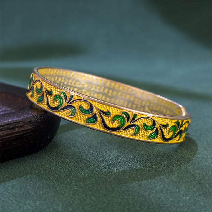 Buddha Stonesの花びらの蔓が枝を絡ませる銅のバランスオープン調節可能なブレスレットバングル - image 2