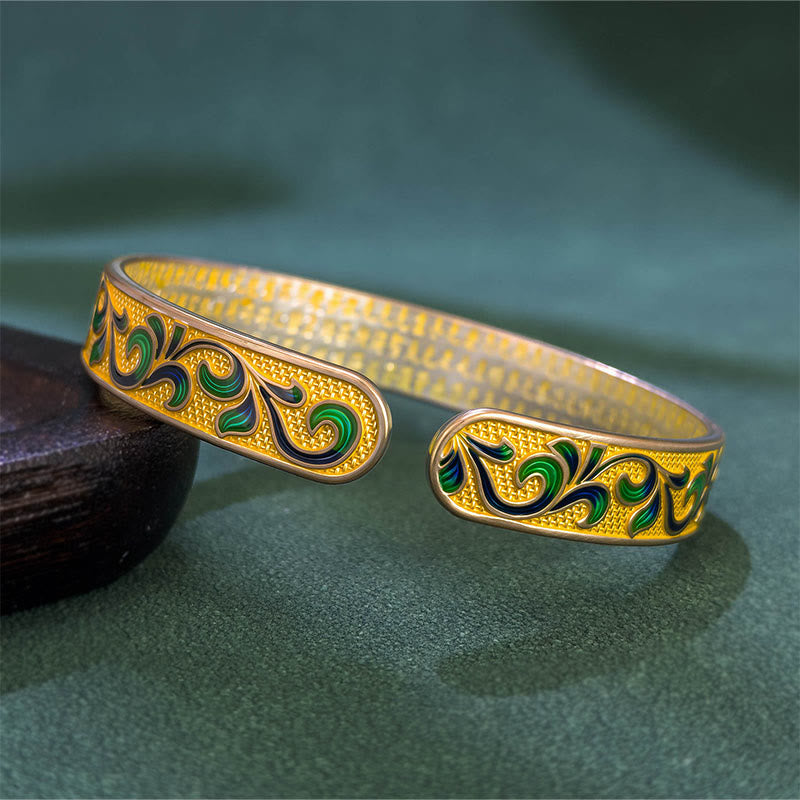 Buddha Stonesの花びらの蔓が枝を絡ませる銅のバランスオープン調節可能なブレスレットバングル - image 3