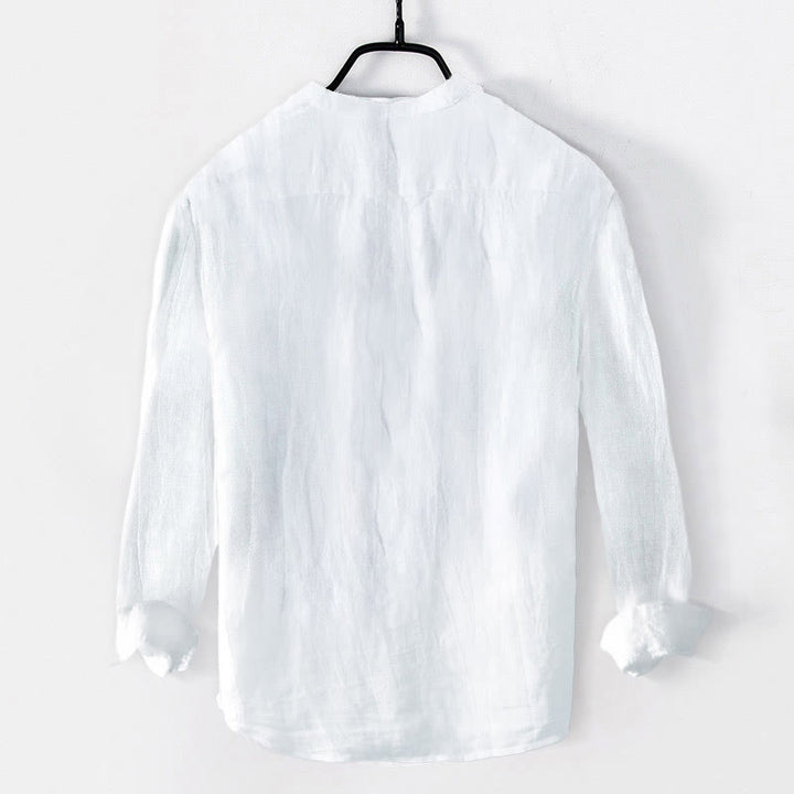 Buddha Stonesと蓮の瞑想図柄 ハーフボタン メンズ コットンリネン 長袖シャツ - image 7