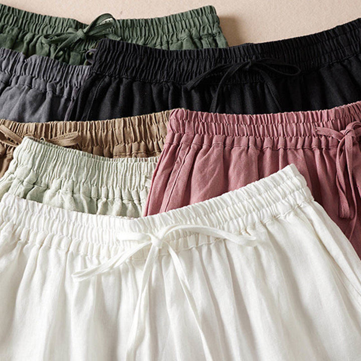 レディース ハーレムパンツ スモールフラワー刺繍 コットンリネン ポケット付き 夏用 Buddha Stones - image 2