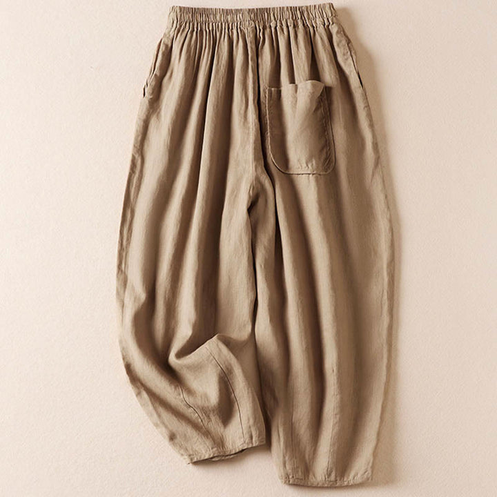 レディース ハーレムパンツ スモールフラワー刺繍 コットンリネン ポケット付き 夏用 Buddha Stones - image 3