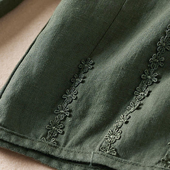 レディース ハーレムパンツ スモールフラワー刺繍 コットンリネン ポケット付き 夏用 Buddha Stones - image 32