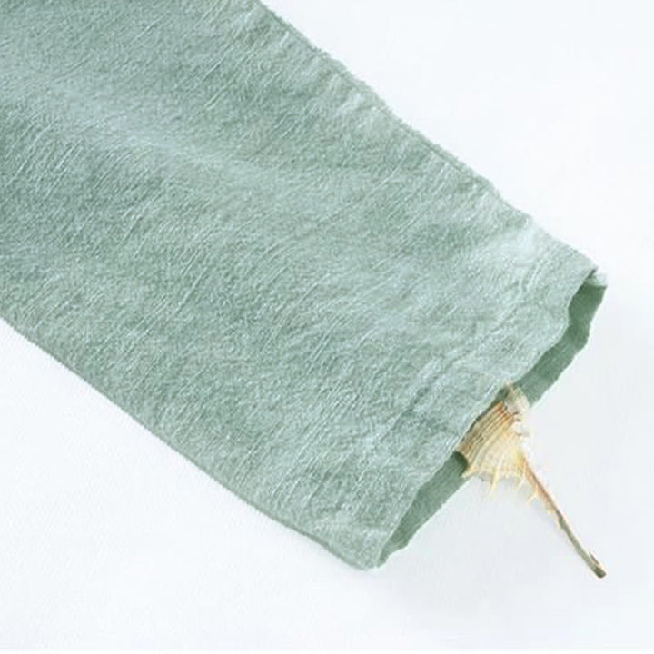 Buddha Stones斜め襟結びボタンゆったりリネン服 - image 8