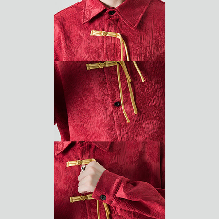 Buddha Stonesカエルボタン 葉柄 長袖 メンズ 唐装 ジャケット - image 7