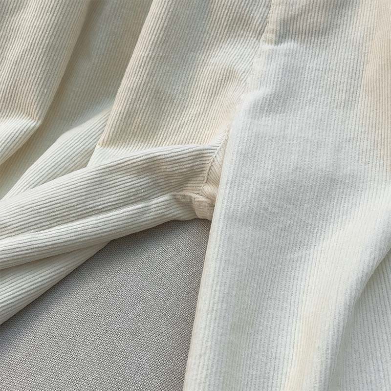 Buddha Stones無地 伸縮性ウエストバンドデザイン レディース ワイドレッグ コーデュロイ コットンパンツ ポケット付き - image 10