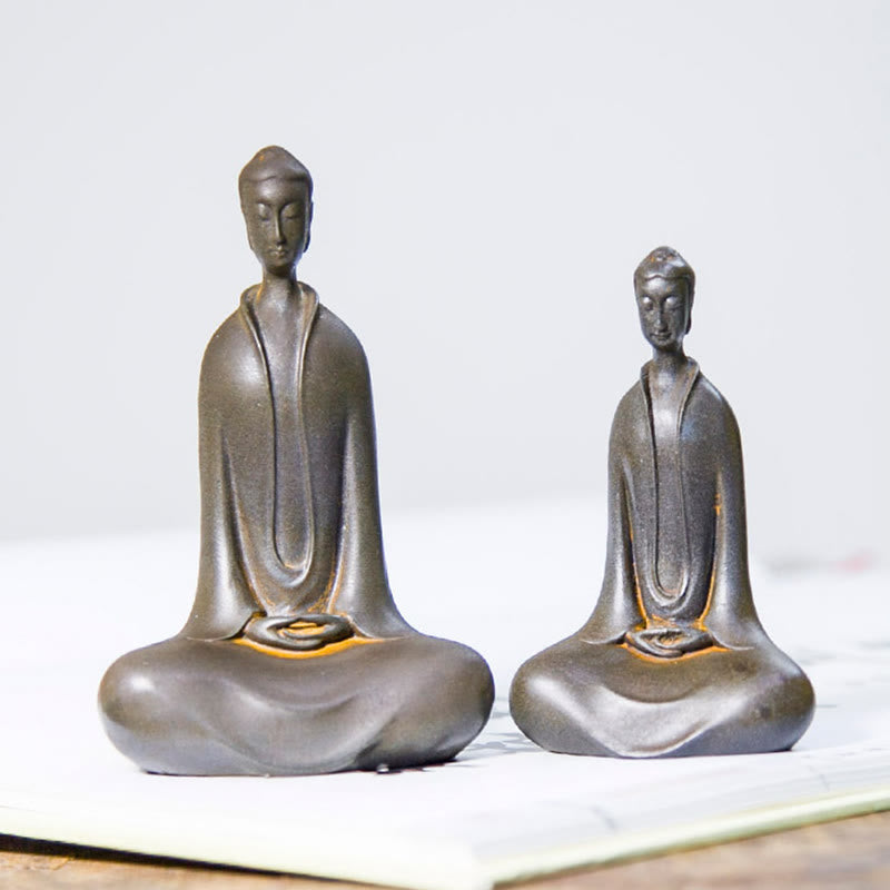 Buddha Stones手作り 釈迦牟尼仏 鉄粉 錆 鋳造 樹脂 像 家の装飾 - image 24