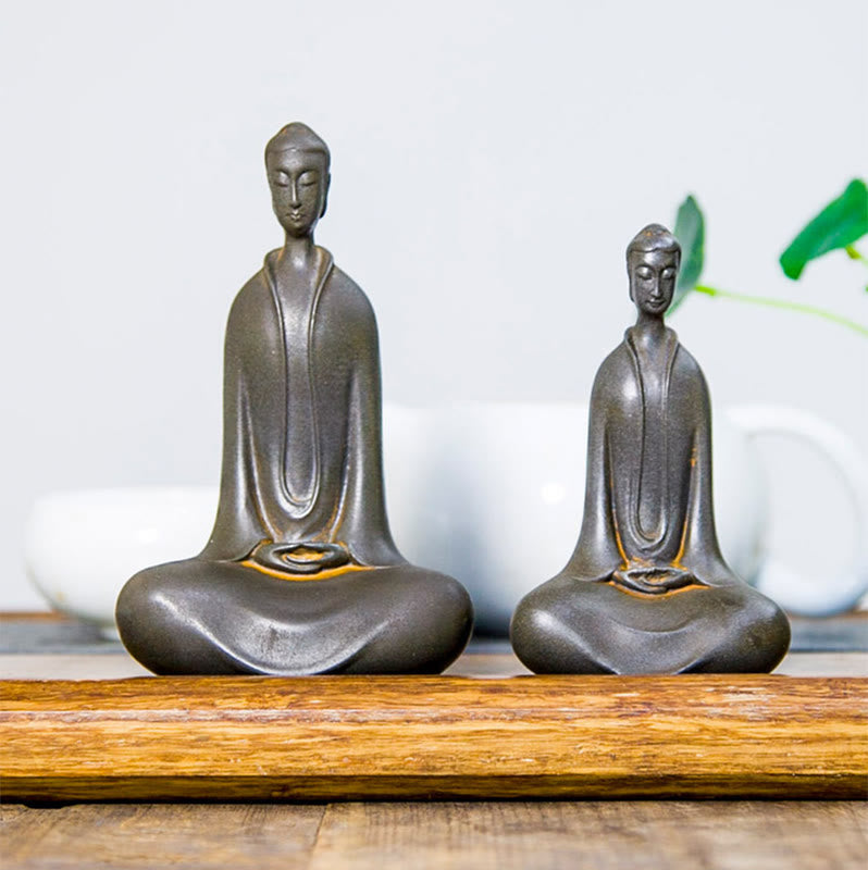 Buddha Stones手作り 釈迦牟尼仏 鉄粉 錆 鋳造 樹脂 像 家の装飾 - image 23