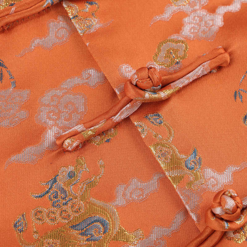 Buddha Stonesオレンジ麒麟吉兆雲カエルボタン長袖メンズジャケットポケット付き - image 6