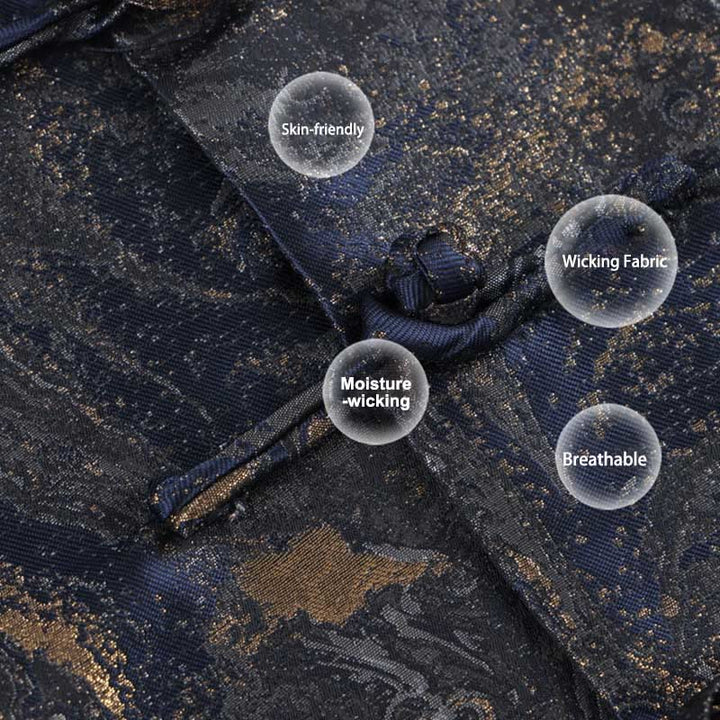 Buddha Stonesと青い流水山カエルボタンの長袖メンズジャケット(ポケット付き) - image 6