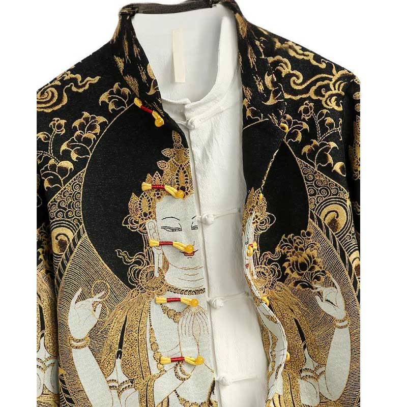 Buddha Stones石観音カエルボタン長袖メンズジャケット - image 2