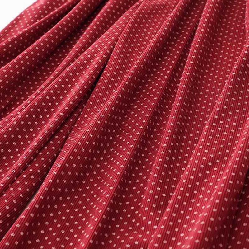 Buddha Stonesの秋のドット柄ハイウエストデザインレディースワイドレッグパンツ(ポケット付き) - image 7