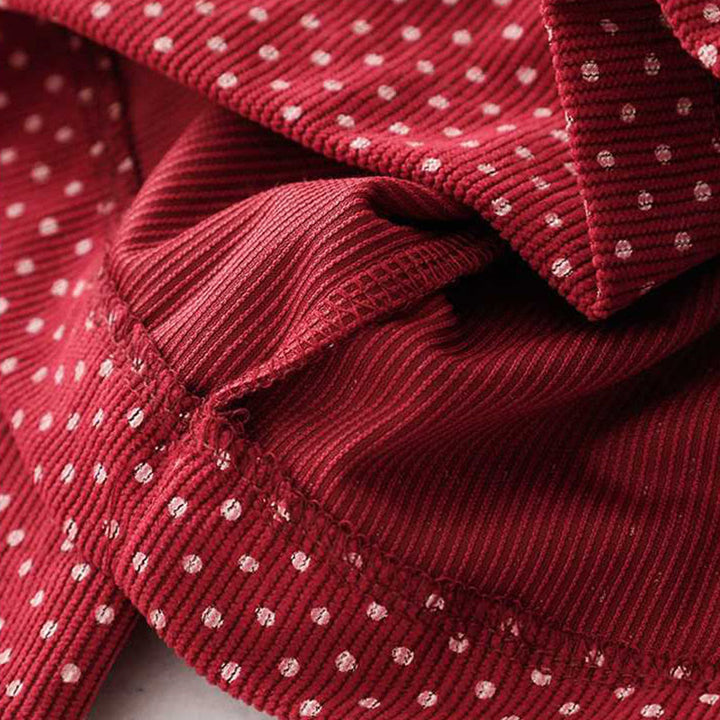 Buddha Stonesの秋のドット柄ハイウエストデザインレディースワイドレッグパンツ(ポケット付き) - image 10