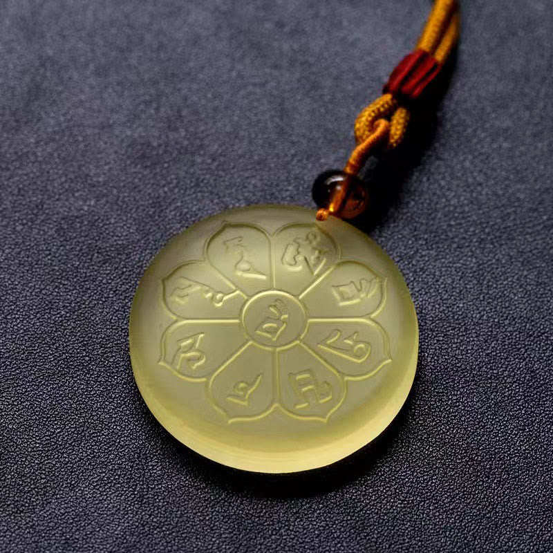 Buddha Stones琉璃水晶 富の神 マントラ 豊穣 八弁形 ネックレス ペンダント - image 3