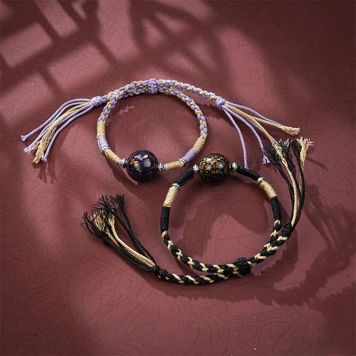 Buddha Stones漆工芸ビーズ多色編み紐ブレスレット - image 11