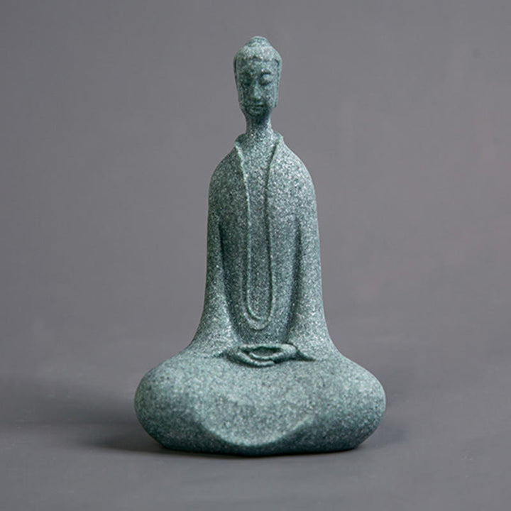 Buddha Stones瞑想用仏像 砂岩製 家庭用 卓上装飾 6×4.5×9.5cm - 仏像 6×4.5×9.5cm - image 0
