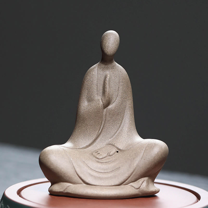 Buddha Stones無形の仏祈り 陶器 禅 室内装飾 5*2.5*5.3cm - ブラウン 10.2×5.1×7.9cm - image 0