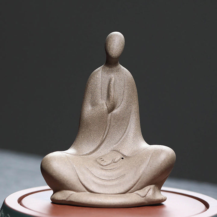 Buddha Stones無形の仏祈り 陶器 禅 室内装飾 5*2.5*5.3cm - ブラウン 10.2×5.1×7.9cm - image 0
