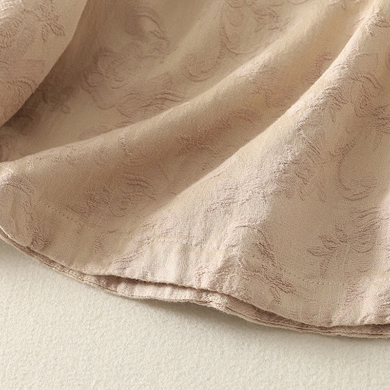 Buddha Stones春の無地ジャカードデザイン レディース コットン 禅 長袖シャツ - image 9