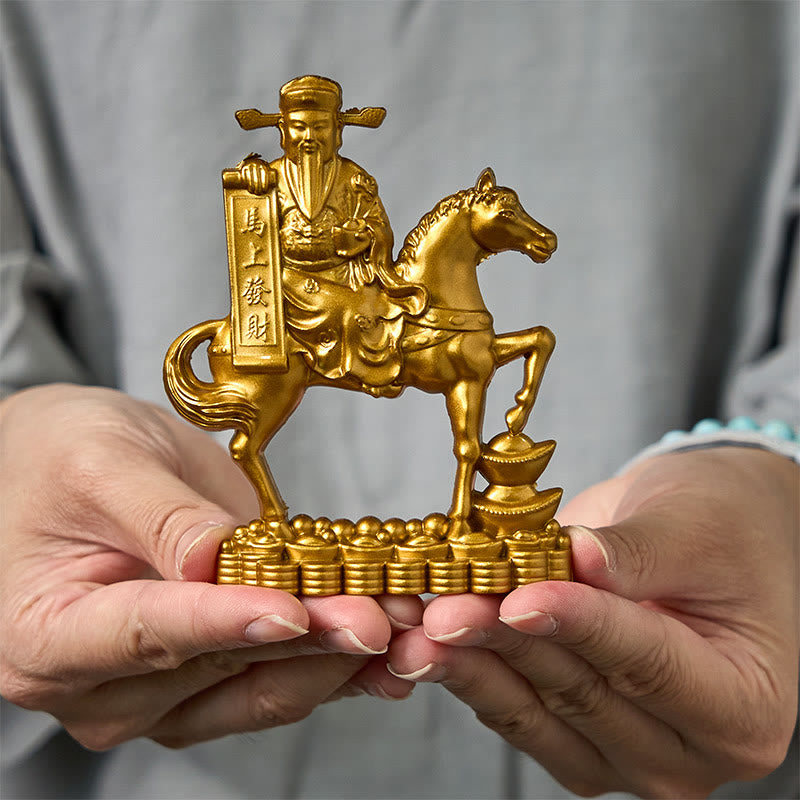 Buddha Stones「今すぐ金持ちになろう」馬年富の神インゴット豊かさ合金ホームデコレーション - 馬神 10×7 cm - image 0