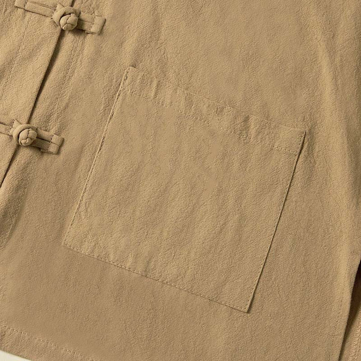 Buddha Stonesエスニック フロッグボタン 長袖 スタンドカラー レディース コットンシャツ ポケット付き - image 3