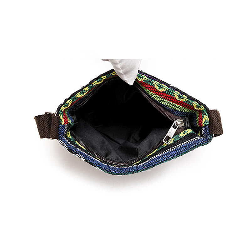 Buddha Stonesエレファントバタフライ刺繍キャンバストートバッグ ショルダーバッグ クロスボディバッグ