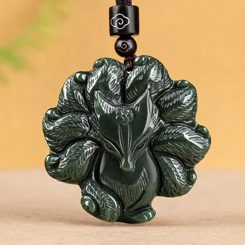 和田青翡翠九尾狐幸運ネックレスペンダント – jp.buddhastoneshop