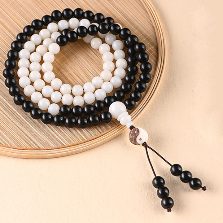 Buddha Stones黒檀YinYang守護 ネックレスMala