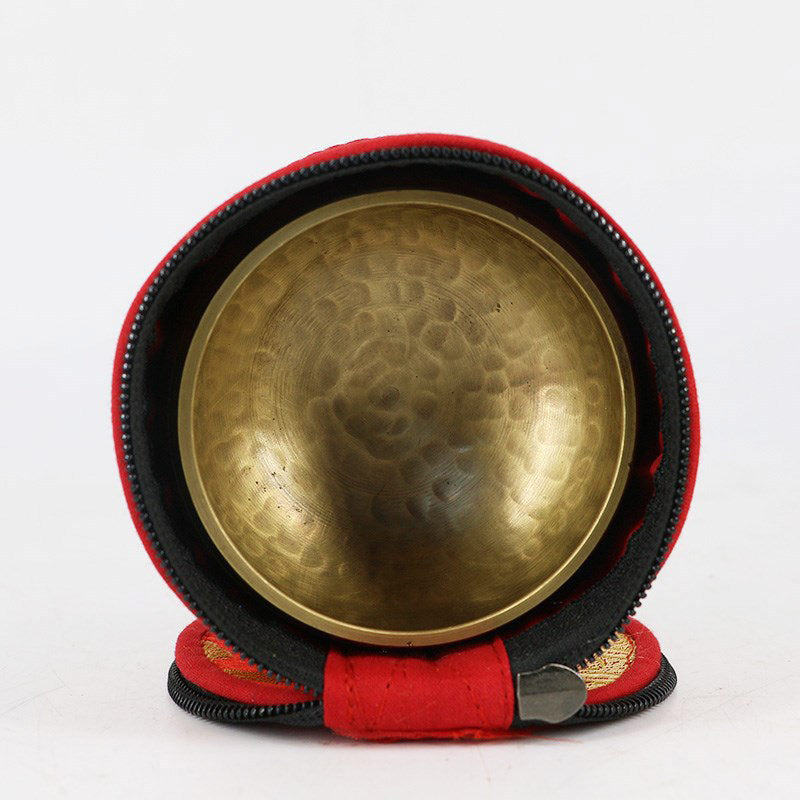 ジッパー開閉装飾付きチベットシンギングボウル収納バッグ(Buddha Stones)