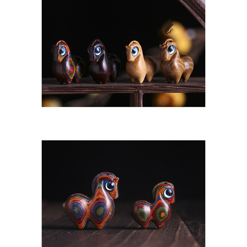 Buddha Stones小葉 紅白檀 緑白檀 幸運のミニ馬 守護飾り