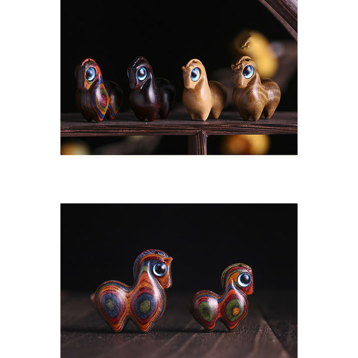 Buddha Stones小葉 紅白檀 緑白檀 幸運のミニ馬 守護飾り